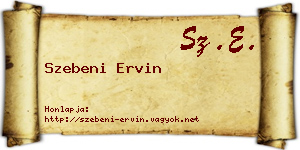 Szebeni Ervin névjegykártya